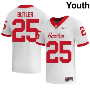 UH Official College Football White DJ Butler Youth #25 Jerseys 572177-653