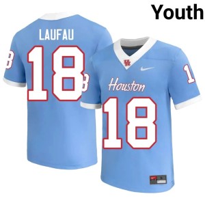University of Houston Cougars #18 Youth Blue Game Khalil Laufau College Football Jerseys 247149-423