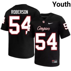 U of H Cougars Embroidery Youth #54 College Football Black Kvion Roberson Jersey 679633-548