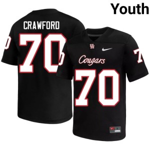 HOU Cougars Player Larry Crawford College Football #70 Youth Black Jersey 606206-945