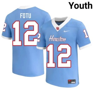 U of H Cougars Youth Game College Football #12 Blue Sione Fotu Jersey 187964-106