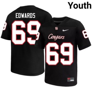 UH Coogs Official Youth Weston Edwards Black College Football #69 Jerseys 101602-757