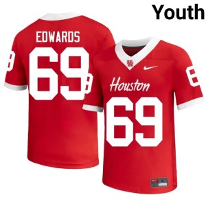 Houston #69 College Football Embroidery Weston Edwards Youth Red Jersey 350252-798