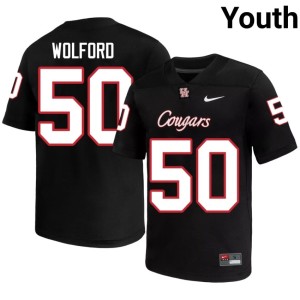 U of H Cougars Alumni #50 Aaron Wolford Black Youth College Football Jerseys 737955-302