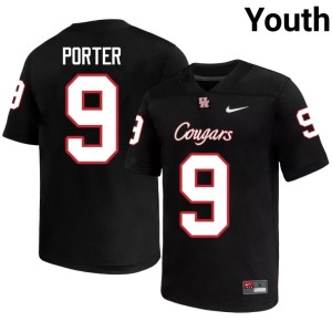 Cougars 2026 Ashton Porter Black Youth College Football #9 Jersey 743626-457