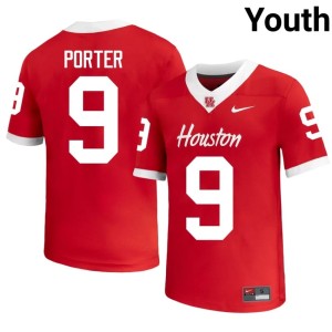 UH Cougars Youth #9 High School Ashton Porter College Football Red Jersey 236508-618