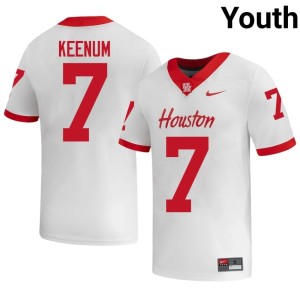 UH #7 University Case Keenum College Football White Youth Jerseys 905169-930
