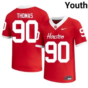 UH Coogs College Football Youth #90 Red University De'Marion Thomas Jersey 265565-879