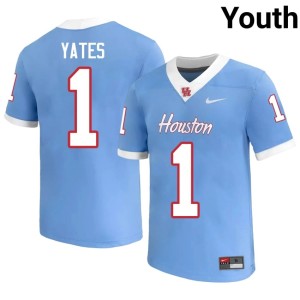 U of H Cougars Blue #1 Youth High School Jaden Yates College Football Jersey 360995-672