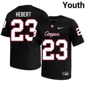 U of H Cougars Embroidery Youth College Football Black #23 John Hebert Jerseys 820859-463