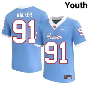 HOU Cougars NCAA Blue Kaleb Walker #91 College Football Youth Jerseys 246898-666