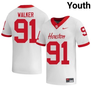 Houston Coogs #91 College Football Youth White Kaleb Walker NCAA Jersey 430100-205
