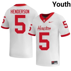 U of H Cougars #5 Keisean Henderson Replica Youth College Football White Jersey 665664-528