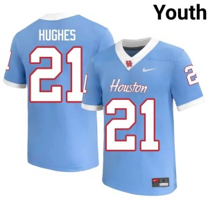 Cougars Blue College Football Youth #21 Limited Makhi Hughes Jersey 423001-540