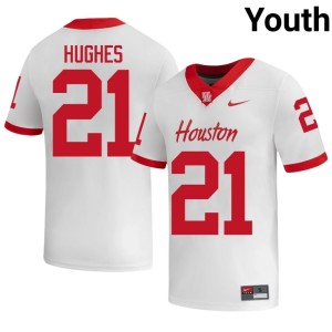 UH Cougars White Makhi Hughes #21 Youth Embroidery College Football Jersey 327052-627
