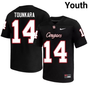 U of H Cougars Muizz Tounkara College Football Stitched #14 Black Youth Jerseys 215540-590